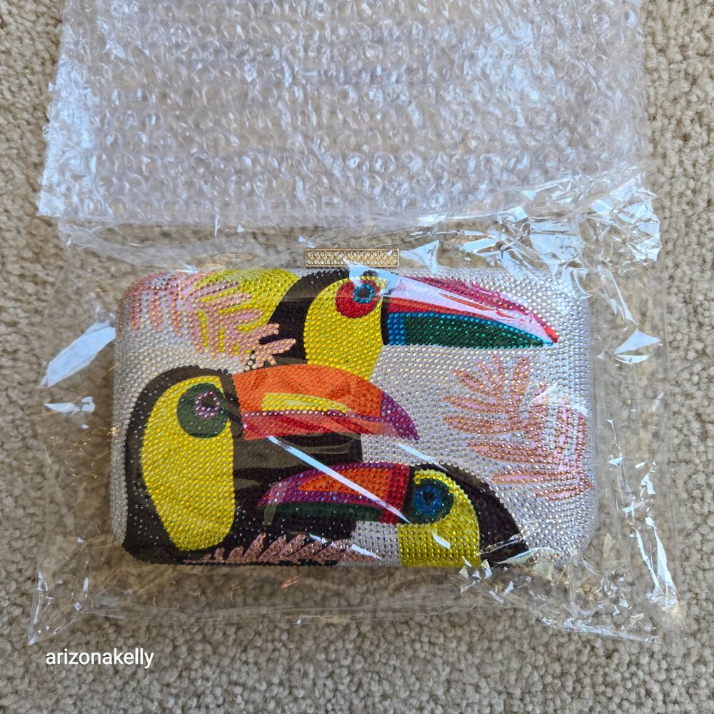 NIB Crystal Gem Rhinestone Clutch Toucan Parrot Bird - Picture 7 of 8
